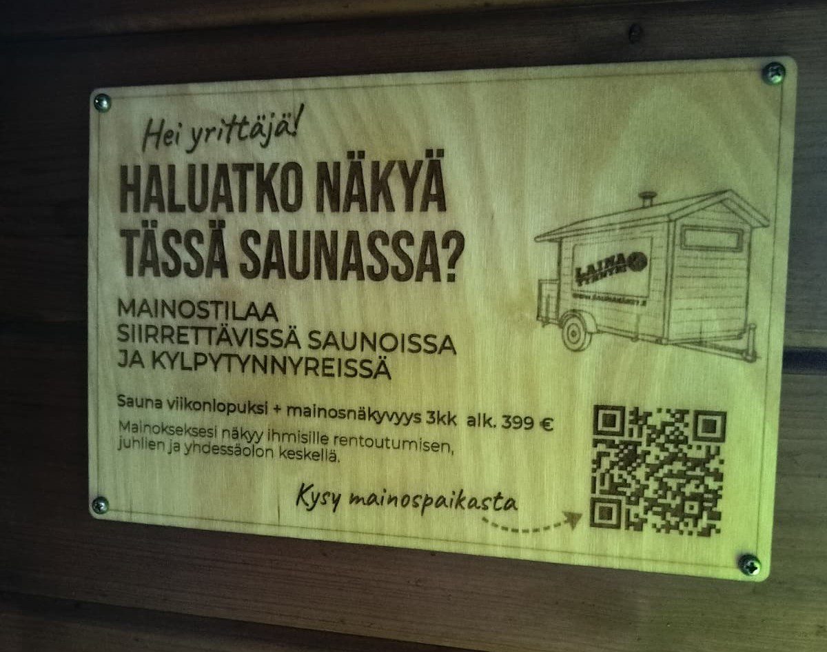 Mainostaminen Saunakärryssä ja Kylpytynnyrissä - mainospaketit myynnissä NYT. Kylpytynnyrin ja saunakärryn vuokraus Turku